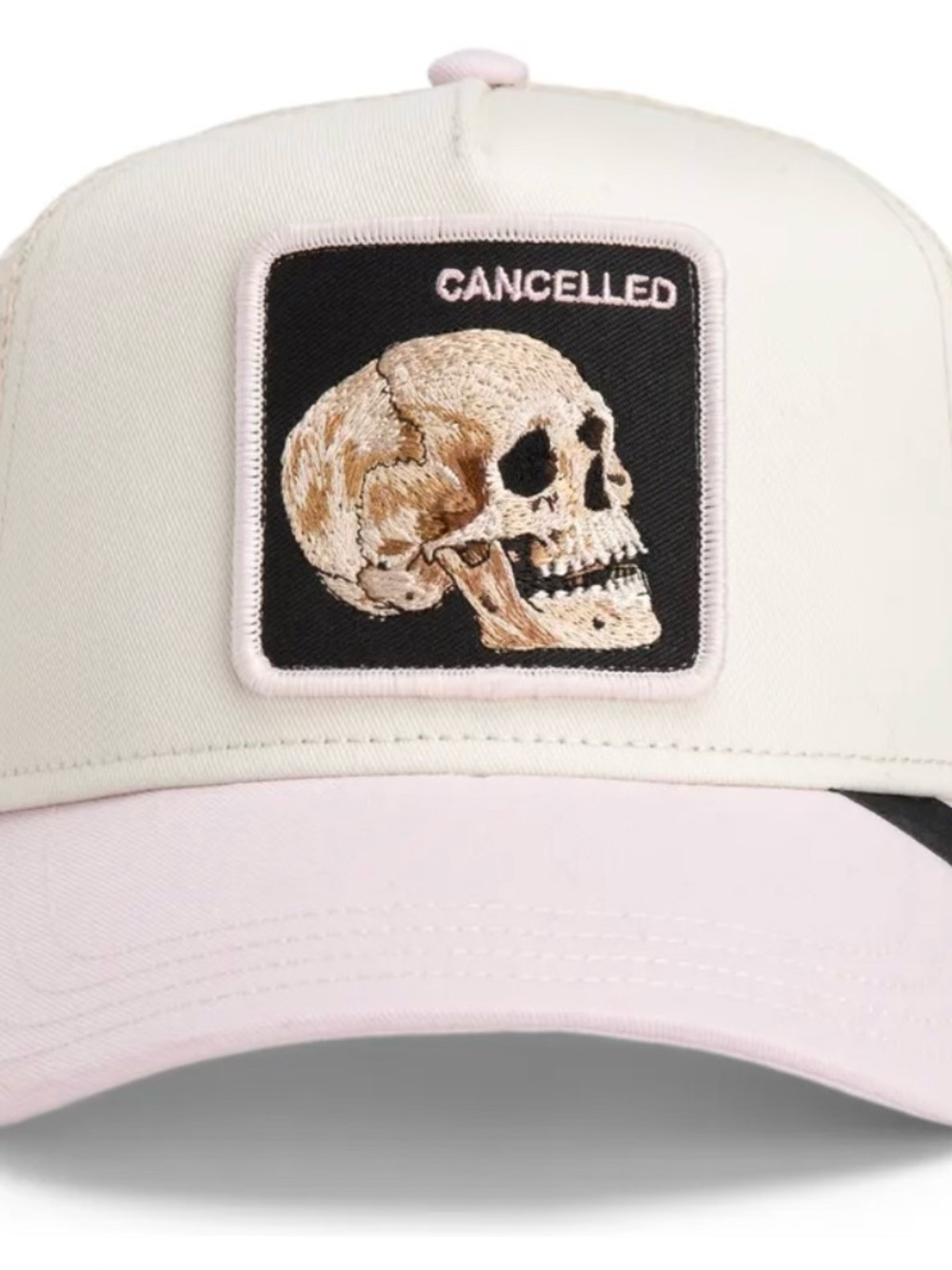 Goorin Bros. “The Cancelled Skull” Whisper. Cream and Pink Trucker Hat. NWT